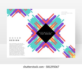 Memphis Geometric background Template for covers, flyers, banners, posters and placards, may be used for presentations and books, EPS10 vector illustration