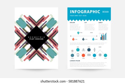 Memphis Geometric background Template for covers, flyers, banners, posters and placards, may be used for presentations and books, EPS10 vector illustration
