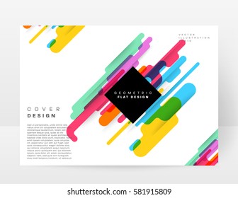 Memphis Geometric background Template for covers, flyers, banners, posters and placards, may be used for presentations and books, EPS10 vector illustration