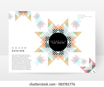 Memphis Geometric background Template for covers, flyers, banners, posters and placards, may be used for presentations and books, EPS10 vector illustration