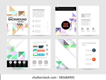 Memphis Geometric background Template for covers, flyers, banners, posters and placards, may be used for presentations and books, EPS10 vector illustration