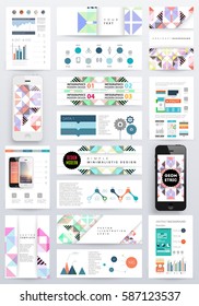 Memphis Geometric background Template for covers, flyers, banners, posters and placards, may be used for presentations and books, EPS10 vector illustration
