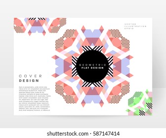 Memphis Geometric background Template for covers, flyers, banners, posters and placards, may be used for presentations and books, EPS10 vector illustration