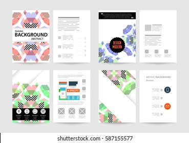 Memphis Geometric background Template for covers, flyers, banners, posters and placards, may be used for presentations and books, EPS10 vector illustration