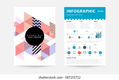 Memphis Geometric background Template for covers, flyers, banners, posters and placards, may be used for presentations and books, EPS10 vector illustration