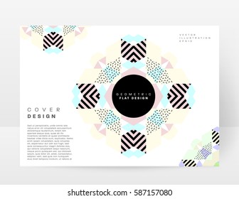 Memphis Geometric background Template for covers, flyers, banners, posters and placards, may be used for presentations and books, EPS10 vector illustration