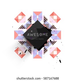 Memphis Geometric background Template for covers, flyers, banners, posters and placards, may be used for presentations and books, EPS10 vector illustration