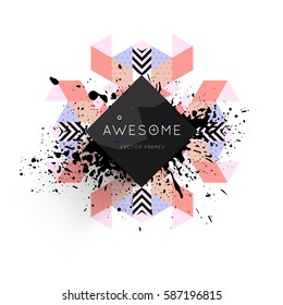 Memphis Geometric background Template for covers, flyers, banners, posters and placards, may be used for presentations and books, EPS10 vector illustration