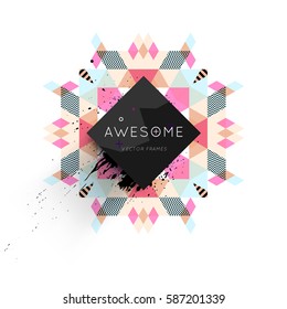 Memphis Geometric background Template for covers, flyers, banners, posters and placards, may be used for presentations and books, EPS10 vector illustration