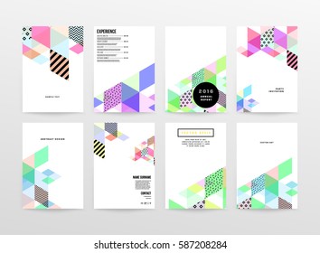 Memphis Geometric background Template for covers, flyers, banners, posters and placards, may be used for presentations and books, EPS10 vector illustration