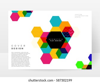 Memphis Geometric background Template for covers, flyers, banners, posters and placards, may be used for presentations and books, EPS10 vector illustration