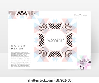 Memphis Geometric background Template for covers, flyers, banners, posters and placards, may be used for presentations and books, EPS10 vector illustration