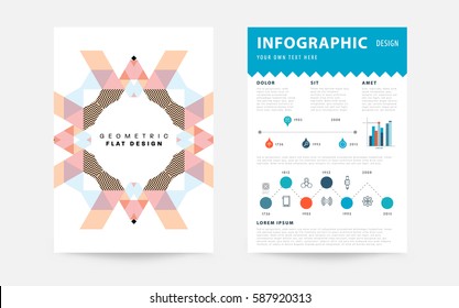 Memphis Geometric background Template for covers, flyers, banners, posters and placards, may be used for presentations and books, EPS10 vector illustration