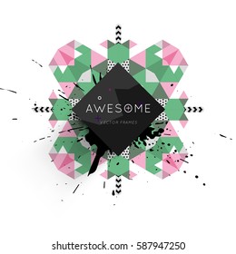 Memphis Geometric background Template for covers, flyers, banners, posters and placards, may be used for presentations and books, EPS10 vector illustration