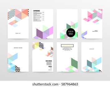 Memphis Geometric background Template for covers, flyers, banners, posters and placards, may be used for presentations and books, EPS10 vector illustration