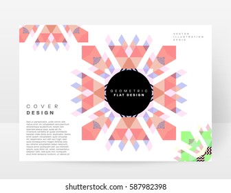 Memphis Geometric background Template for covers, flyers, banners, posters and placards, may be used for presentations and books, EPS10 vector illustration