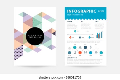 Memphis Geometric background Template for covers, flyers, banners, posters and placards, may be used for presentations and books, EPS10 vector illustration