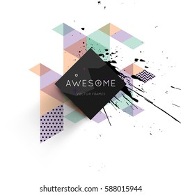 Memphis Geometric background Template for covers, flyers, banners, posters and placards, may be used for presentations and books, EPS10 vector illustration