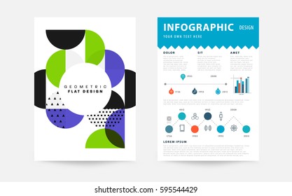 Memphis Geometric background Template for covers, flyers, banners, posters and placards, may be used for presentations and books, EPS10 vector illustration