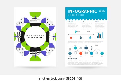 Memphis Geometric background Template for covers, flyers, banners, posters and placards, may be used for presentations and books, EPS10 vector illustration