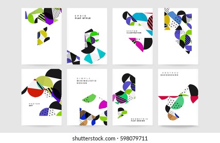Memphis Planilla de fondo geométrico para cubiertas, volantes, pancartas, carteles y carteles, se puede usar para presentaciones y libros, ilustración del vector EPS10