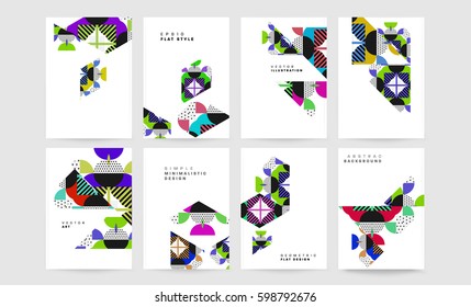 Memphis Geometric background Template for covers, flyers, banners, posters and placards, may be used for presentations and books, EPS10 vector illustration