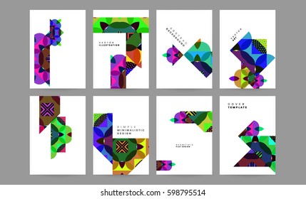 Memphis Geometric background Template for covers, flyers, banners, posters and placards, may be used for presentations and books, EPS10 vector illustration