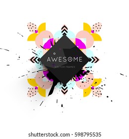 Memphis Geometric background Template for covers, flyers, banners, posters and placards, may be used for presentations and books, EPS10 vector illustration