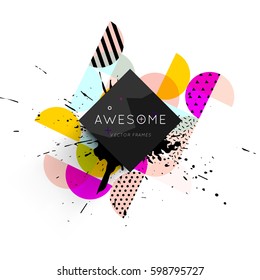 Memphis Geometric background Template for covers, flyers, banners, posters and placards, may be used for presentations and books, EPS10 vector illustration