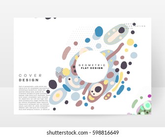 Memphis Geometric background Template for covers, flyers, banners, posters and placards, may be used for presentations and books, EPS10 vector illustration