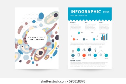 Memphis Geometric background Template for covers, flyers, banners, posters and placards, may be used for presentations and books, EPS10 vector illustration
