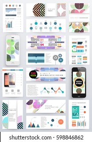 Memphis Geometric background Template for covers, flyers, banners, posters and placards, may be used for presentations and books, EPS10 vector illustration