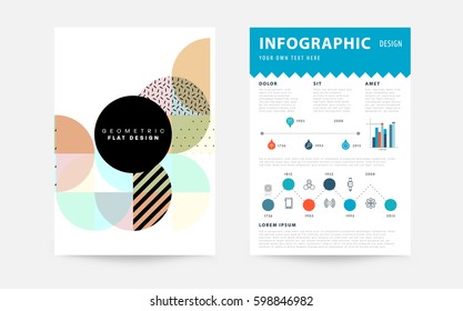 Memphis Geometric background Template for covers, flyers, banners, posters and placards, may be used for presentations and books, EPS10 vector illustration
