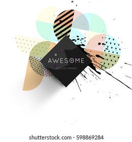 Memphis Geometric background Template for covers, flyers, banners, posters and placards, may be used for presentations and books, EPS10 vector illustration