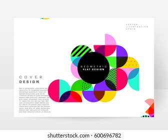 Memphis Geometric background Template for covers, flyers, banners, posters and placards, may be used for presentations and books, EPS10 vector illustration