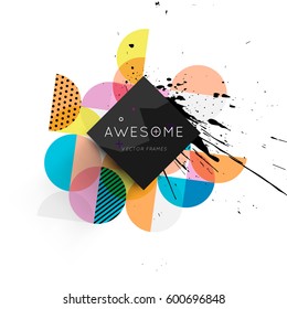 Memphis Geometric background Template for covers, flyers, banners, posters and placards, may be used for presentations and books, EPS10 vector illustration
