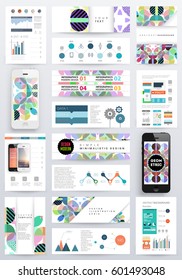 Memphis Geometric background Template for covers, flyers, banners, posters and placards, may be used for presentations and books, EPS10 vector illustration