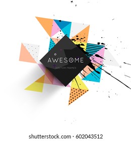 Memphis Geometric background Template for covers, flyers, banners, posters and placards, may be used for presentations and books, EPS10 vector illustration