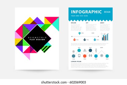 Memphis Geometric background Template for covers, flyers, banners, posters and placards, may be used for presentations and books, EPS10 vector illustration