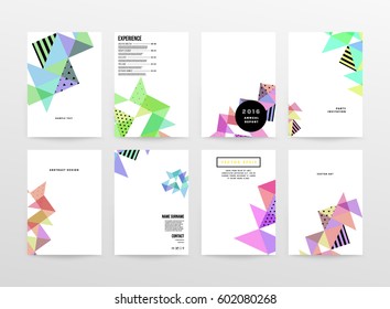 Memphis Geometric background Template for covers, flyers, banners, posters and placards, may be used for presentations and books, EPS10 vector illustration