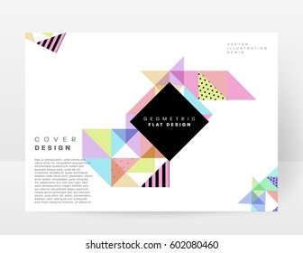 Memphis Geometric background Template for covers, flyers, banners, posters and placards, may be used for presentations and books, EPS10 vector illustration