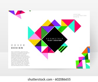 Memphis Geometric background Template for covers, flyers, banners, posters and placards, may be used for presentations and books, EPS10 vector illustration
