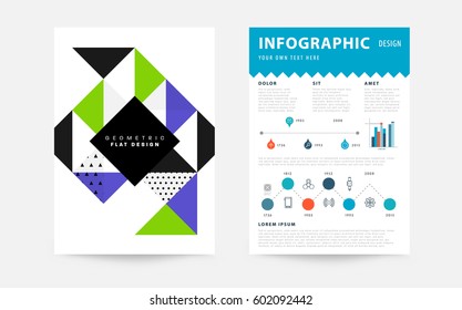 Memphis Geometric background Template for covers, flyers, banners, posters and placards, may be used for presentations and books, EPS10 vector illustration