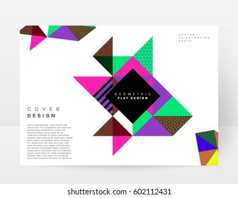 Memphis Geometric background Template for covers, flyers, banners, posters and placards, may be used for presentations and books, EPS10 vector illustration