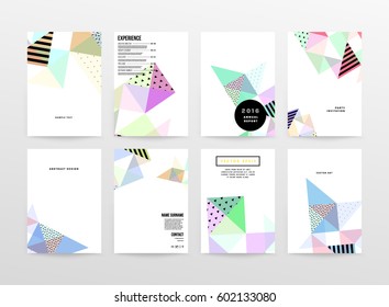 Memphis Geometric background Template for covers, flyers, banners, posters and placards, may be used for presentations and books, EPS10 vector illustration
