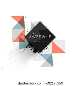 Memphis Geometric background Template for covers, flyers, banners, posters and placards, may be used for presentations and books, EPS10 vector illustration