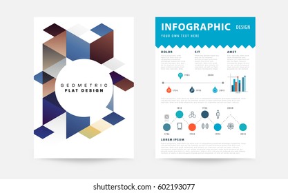 Memphis Geometric background Template for covers, flyers, banners, posters and placards, may be used for presentations and books, EPS10 vector illustration