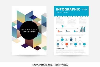 Memphis Geometric background Template for covers, flyers, banners, posters and placards, may be used for presentations and books, EPS10 vector illustration