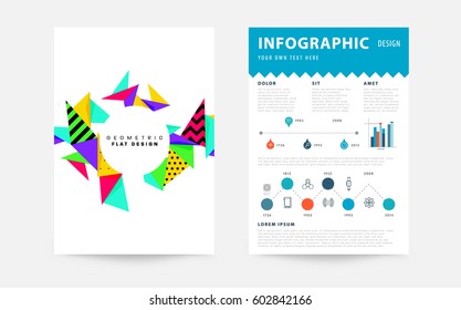 Memphis Geometric background Template for covers, flyers, banners, posters and placards, may be used for presentations and books, EPS10 vector illustration
