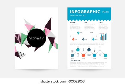 Memphis Geometric background Template for covers, flyers, banners, posters and placards, may be used for presentations and books, EPS10 vector illustration